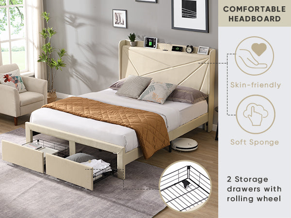 Noah Full Bed (beige)