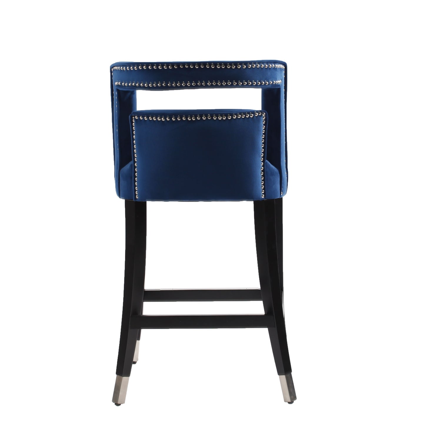 Atlanta Navy Suede Velvet 26" Barstool with Nailheads, Set of 2