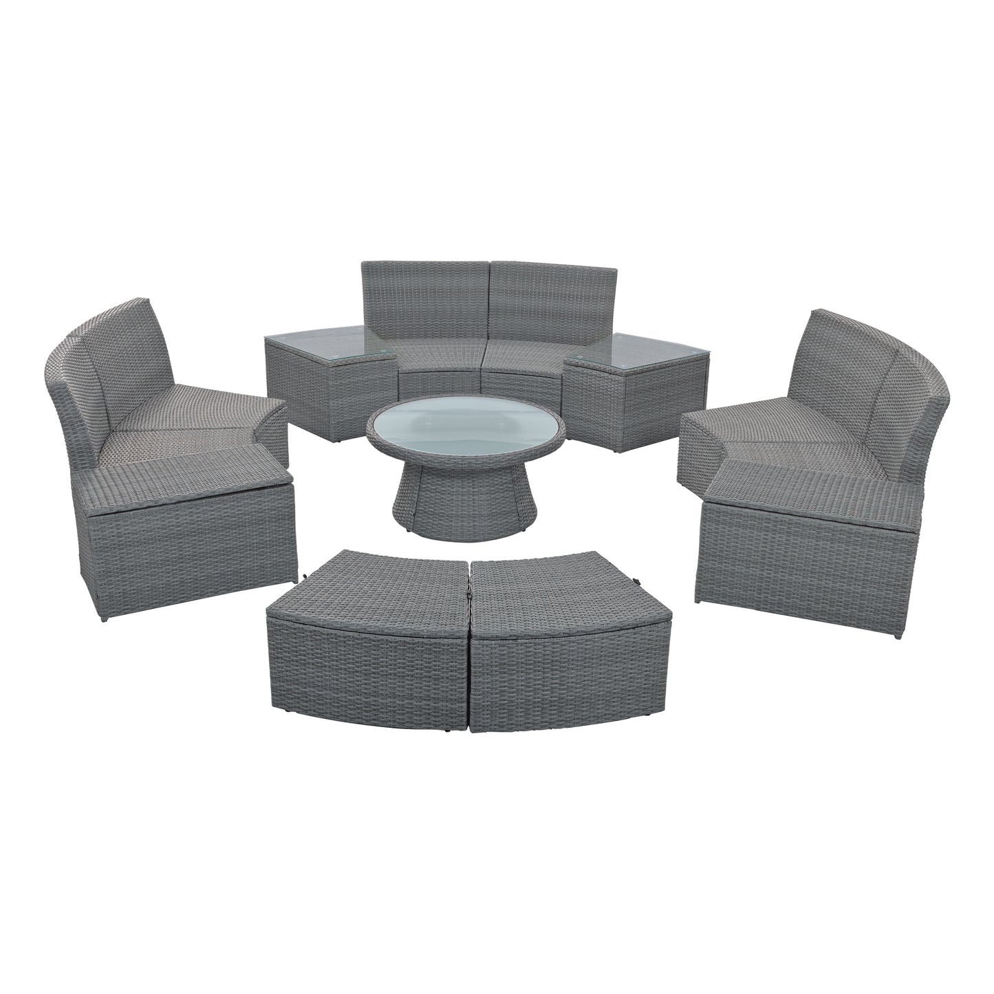 10-Piece Outdoor Sectional Half Round (light gray)