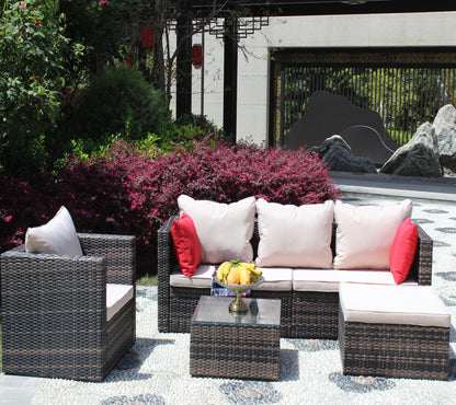 4 Piece Rattan Outdoor Seating Set