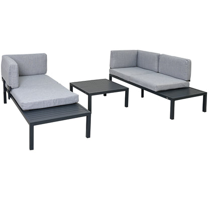 Outdoor 3 Piece Aluminum Alloy Sectional Sofa Set (gray)