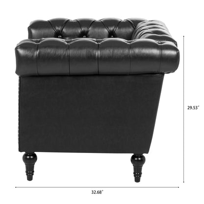 Classic Black Leather Accent Chair