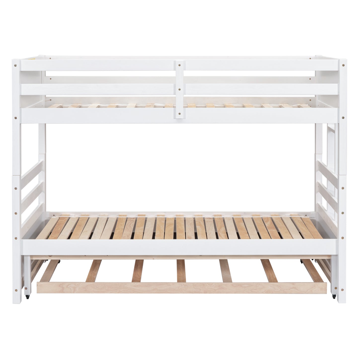 White Twin over Pull-out Bunk Bed with Trundle, White