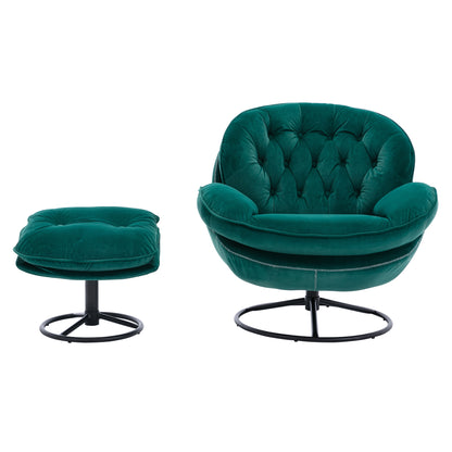 Marsh Green Accent Chair with Ottoman