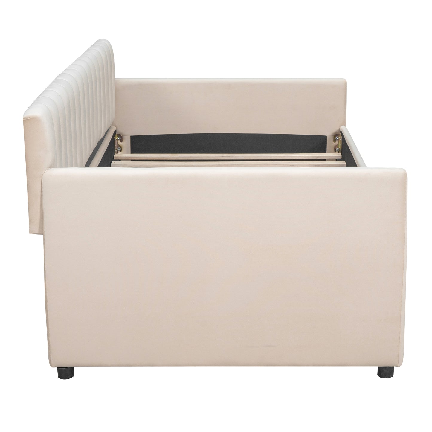 Vertical Lined Beige Daybed with Drawers (twin)