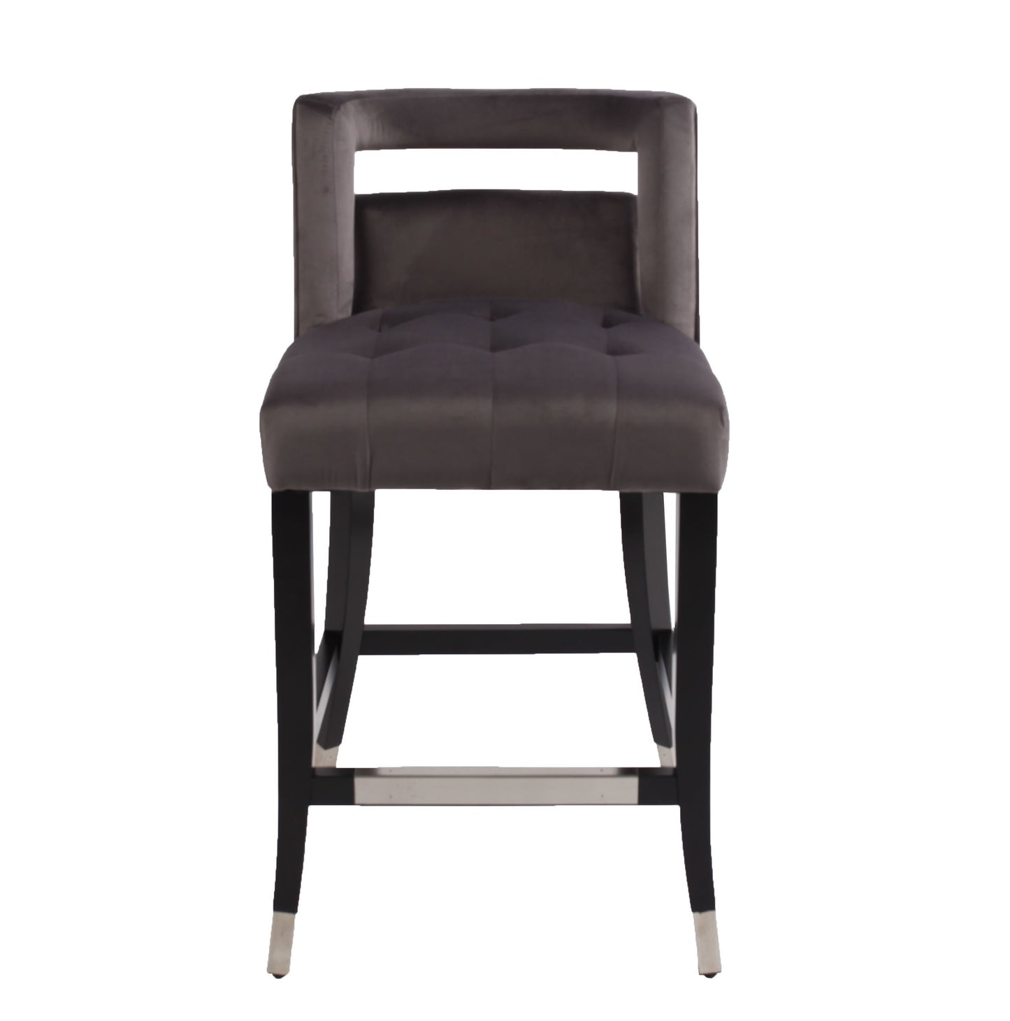 Atlanta Gray Suede Velvet 26" Barstool with Nailheads