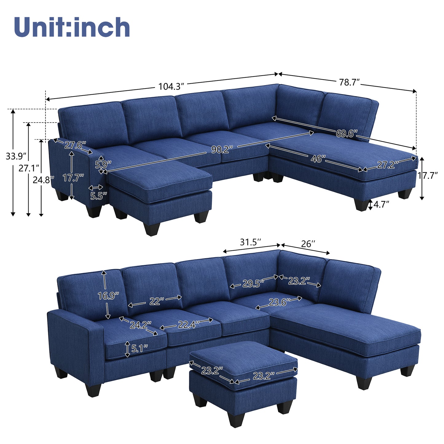 Benjamin Modern L-shaped Sectional Sofa