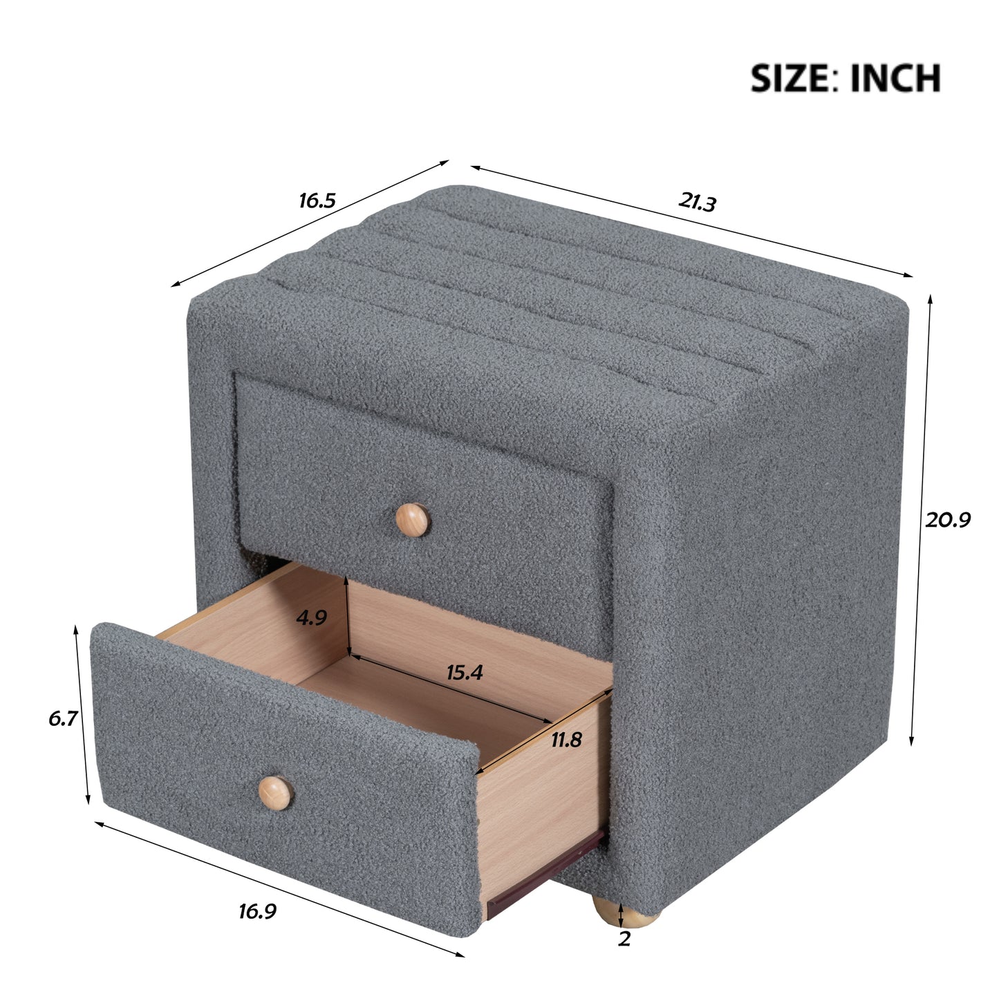 Teddy Gray Fleece Nightstand