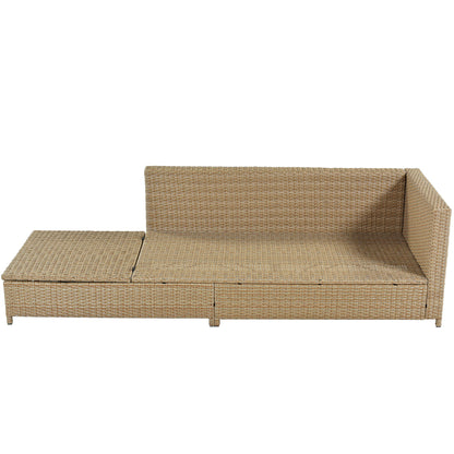 3-Piece Beige Rattan Sofa Set