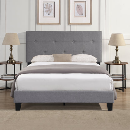 Simple Full Size Upholstered Platform Bed (gray)