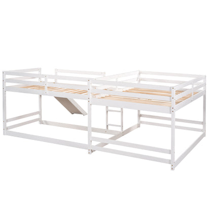 L-Shaped White Full and Twin Bunk Bed