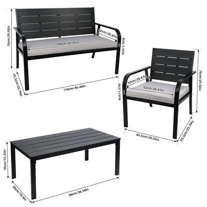 4 Pieces Outdoor Seating Set (black)