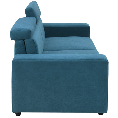 Multi-Angle Adjustable Headrest Blue Sofa