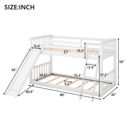 Floor Level White Twin over Twin Bunk Bed