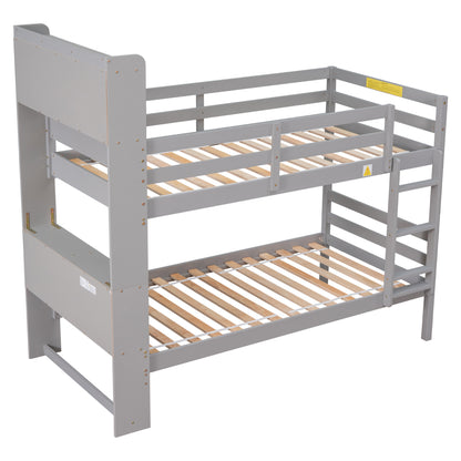 Bookcase Gray Twin Over Twin Bunk Bed