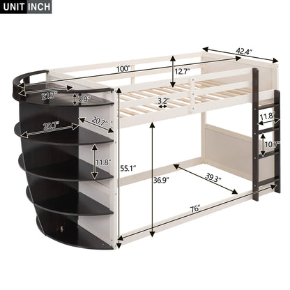 Boat Shape Twin over Twin Bunk Bed