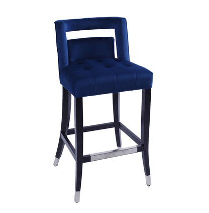 Atlanta Navy Suede Velvet 30" Barstool with Nailheads, Set of 2