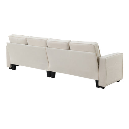 Dominique 4-Seater Modern Linen Fabric Sofa (beige)