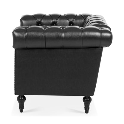 Classic Black Leather Accent Chair