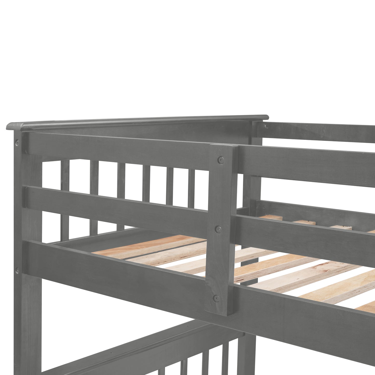 Stairway Gray Twin-Over-Full Bunk Bed with Drawer