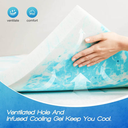 Memory Foam Cooling Gel Bed Topper, 2 Inches, Full