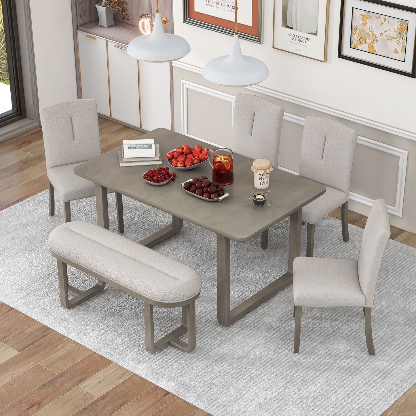 Ofir Beige 6 Piece Dining Table Set