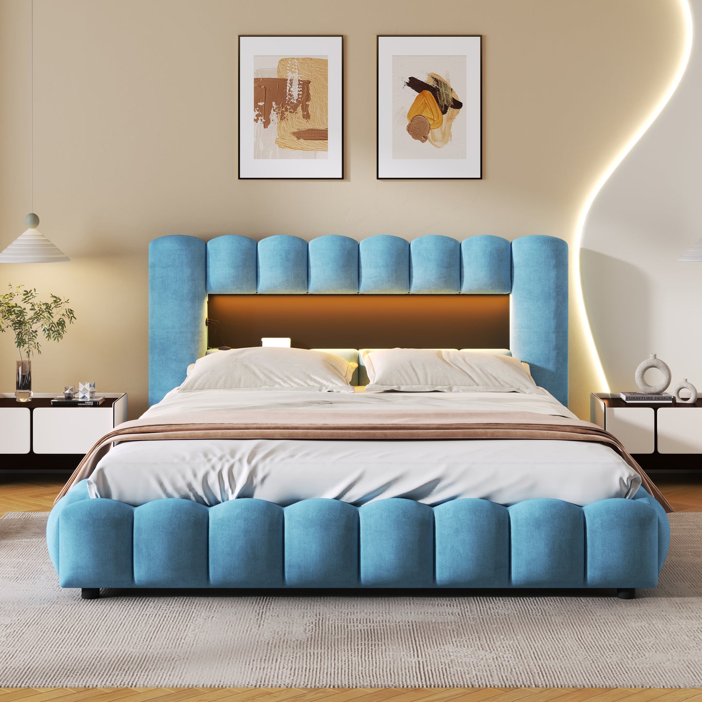 Tululla Queen Bed (light blue)