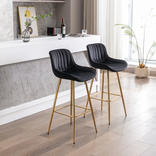 30" Set of 2 Bar Stools (black/gold)