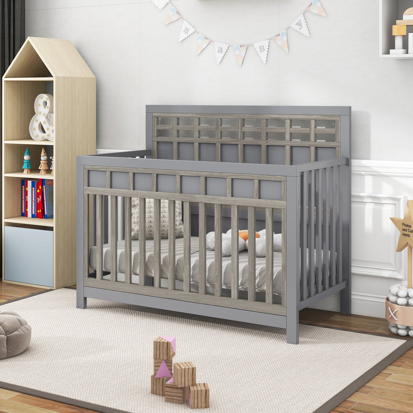 Gray Bear Crib
