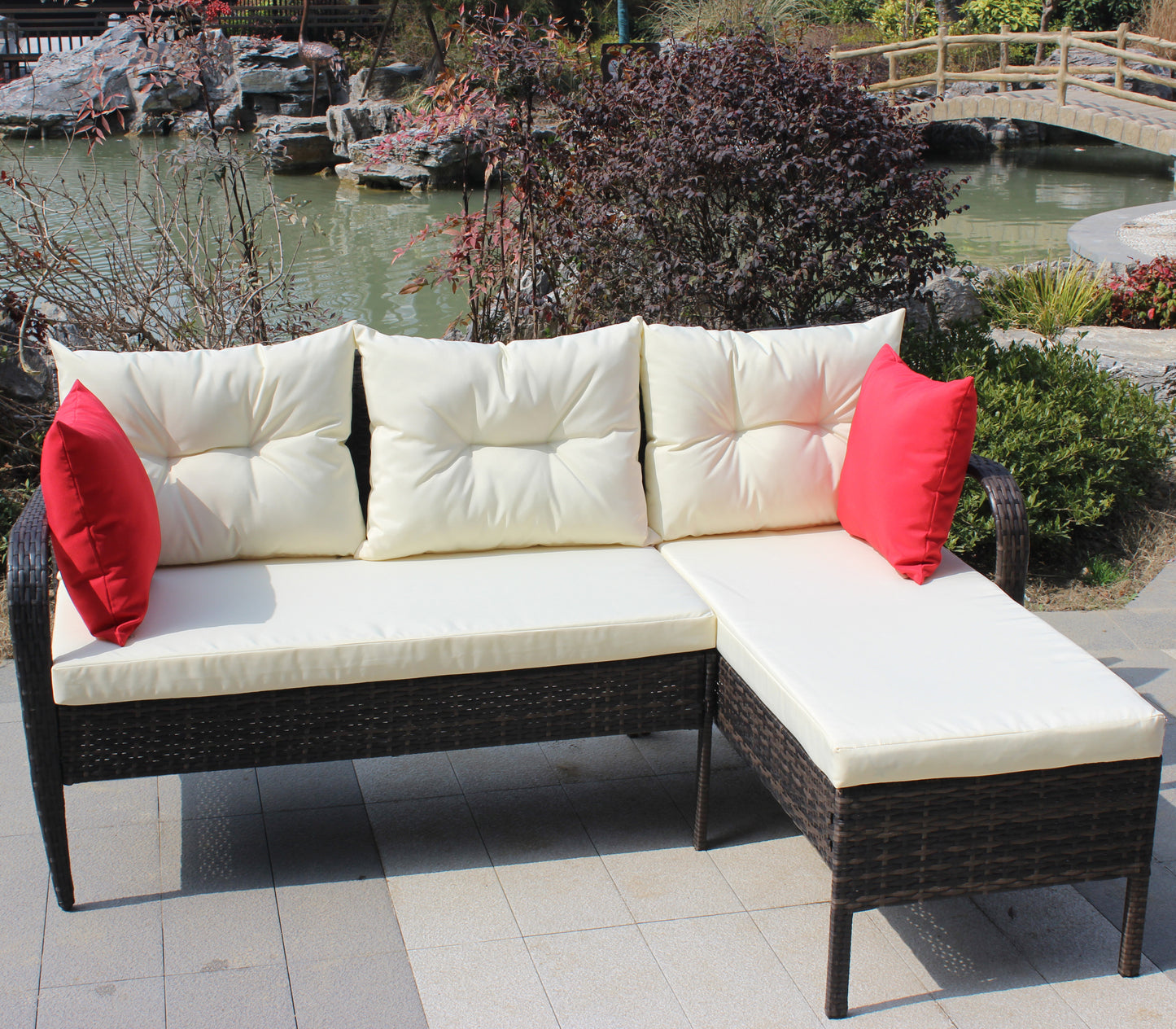 Outdoor 2 Piece Beige Conversation Set