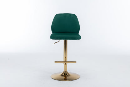 Rock Adjustable Bar Stool Set of 2 (green/gold)