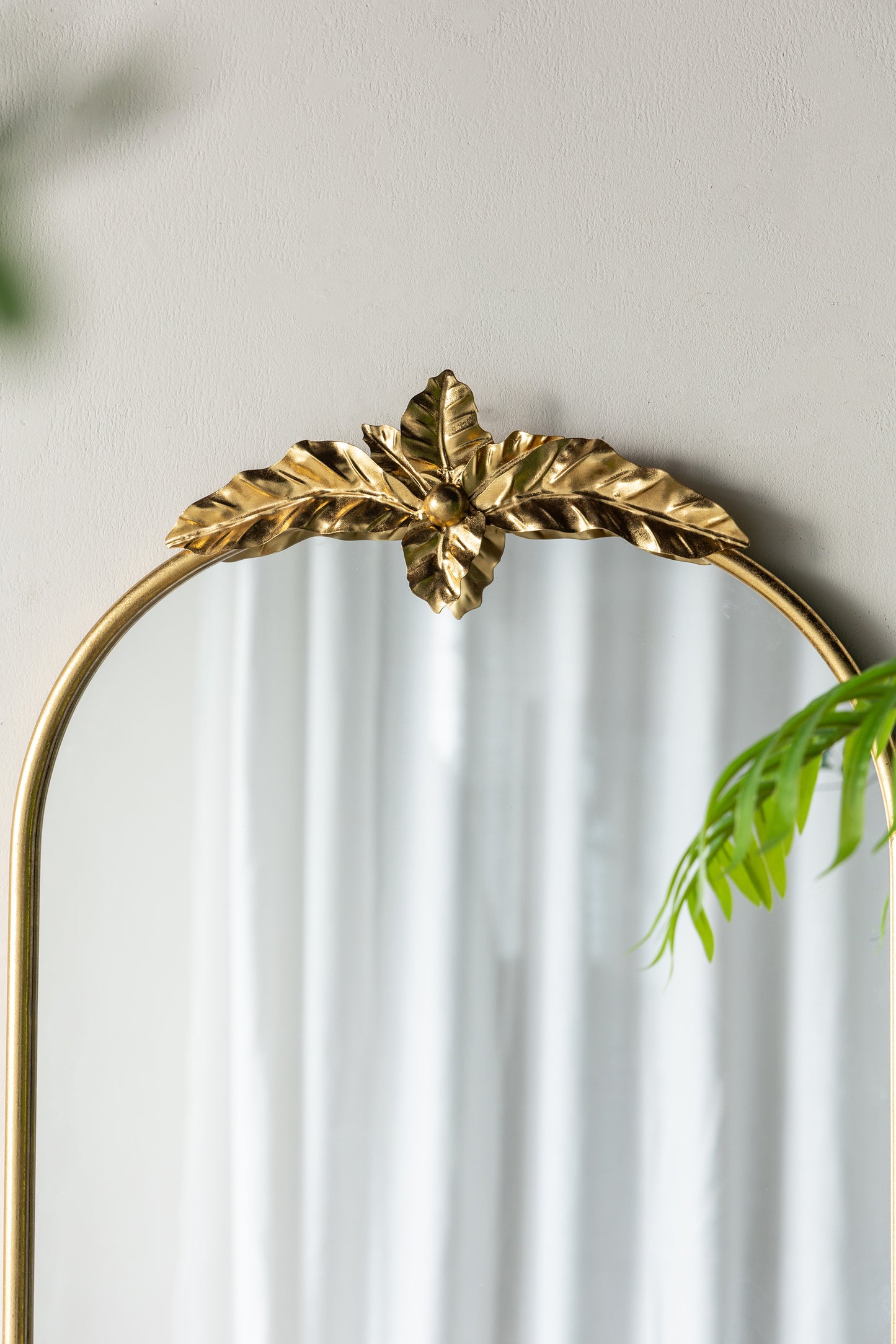 24"x42" Arched Wall Mirror with Gold Metal Leaf Frame