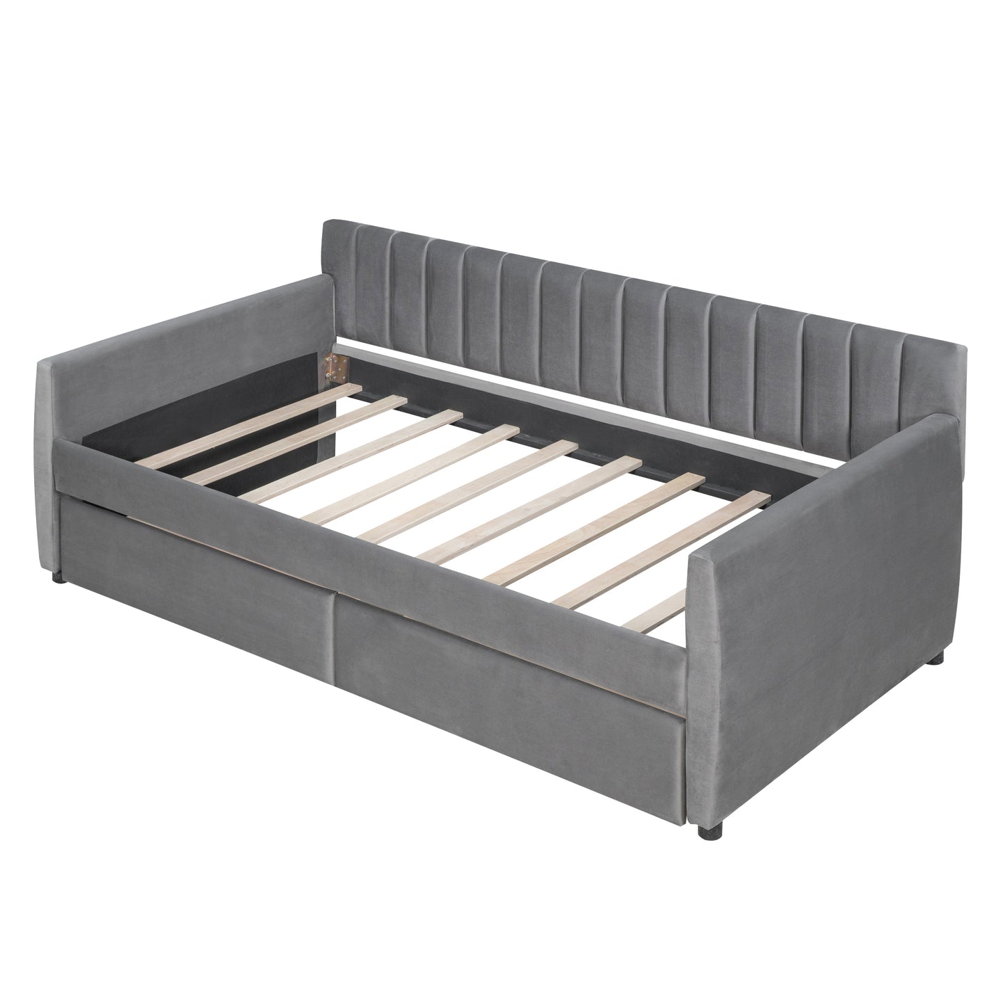 Vertical Lined Gray Daybed with Drawers (twin)