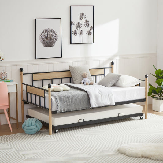 Ameen Black Daybed with Trundle (twin)