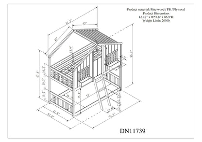 Club House Gray Twin over Twin Bunk Bed