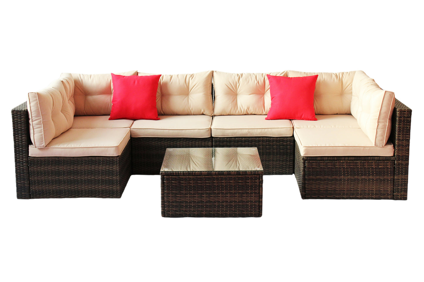 7 Piece Outdoor Sectional (brown)