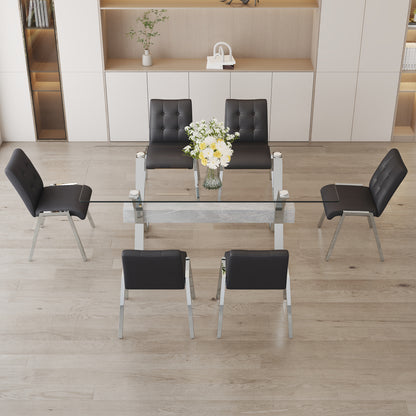 Nicolette 6-Piece Dining Table (black chairs)