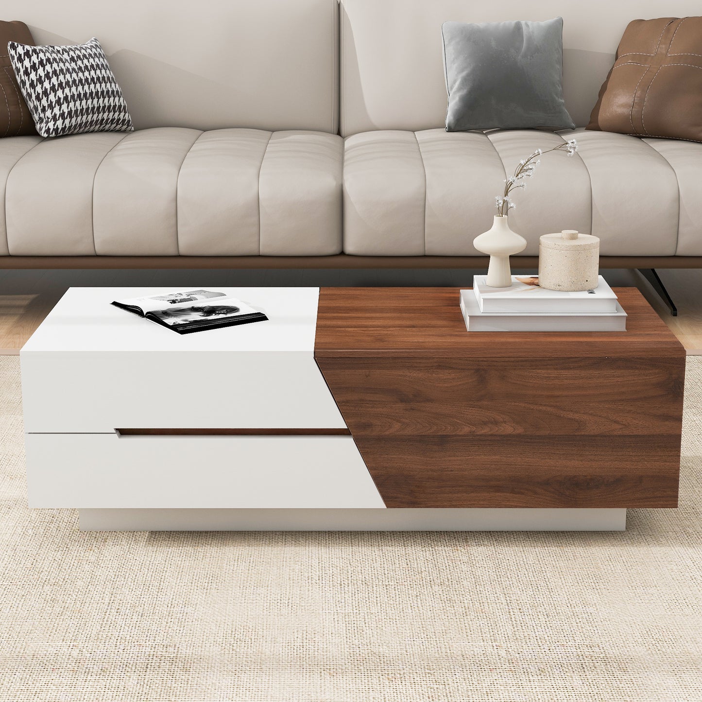 Extendable Sliding Coffee Table (white)