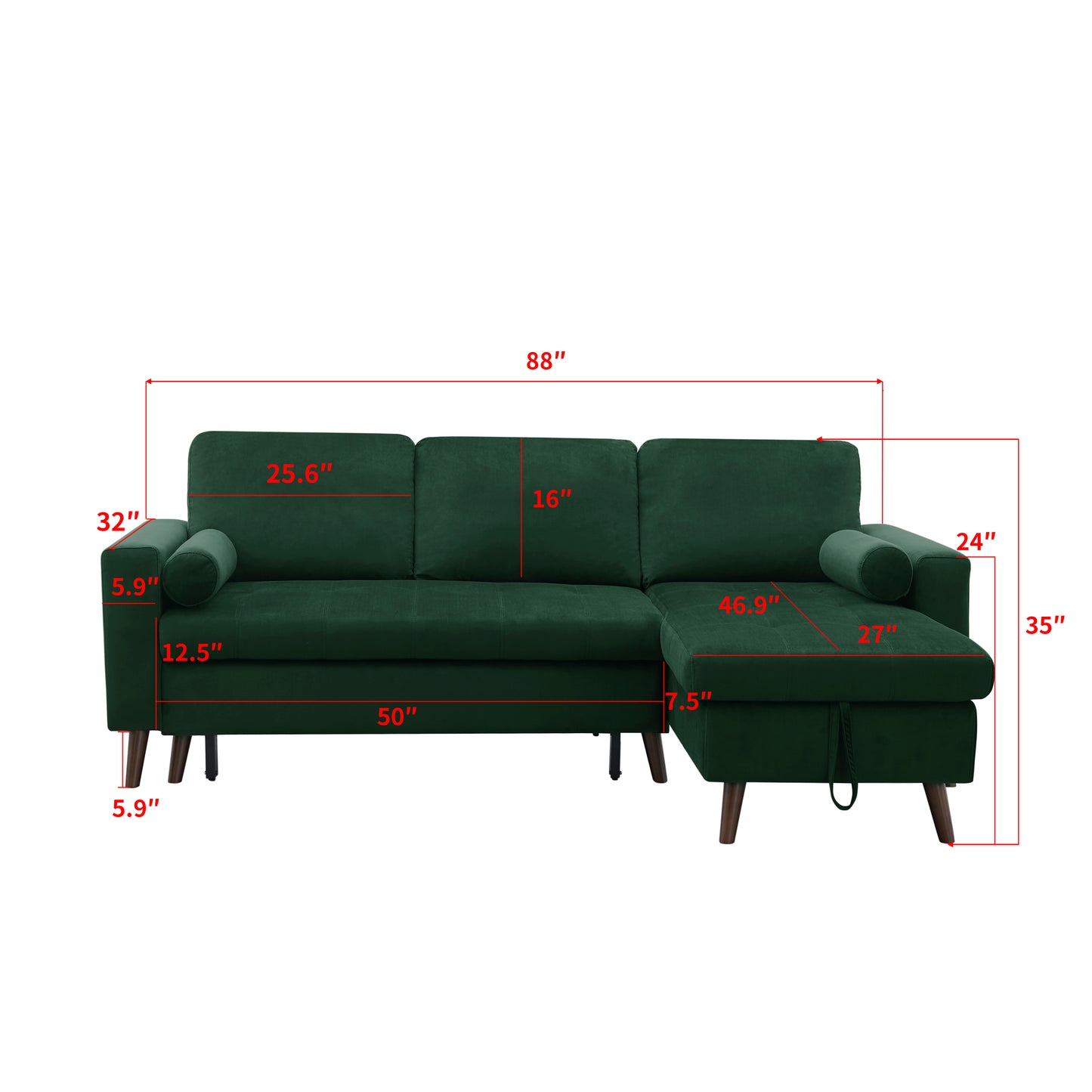 Danbury Sectional Storage Sofa Bed