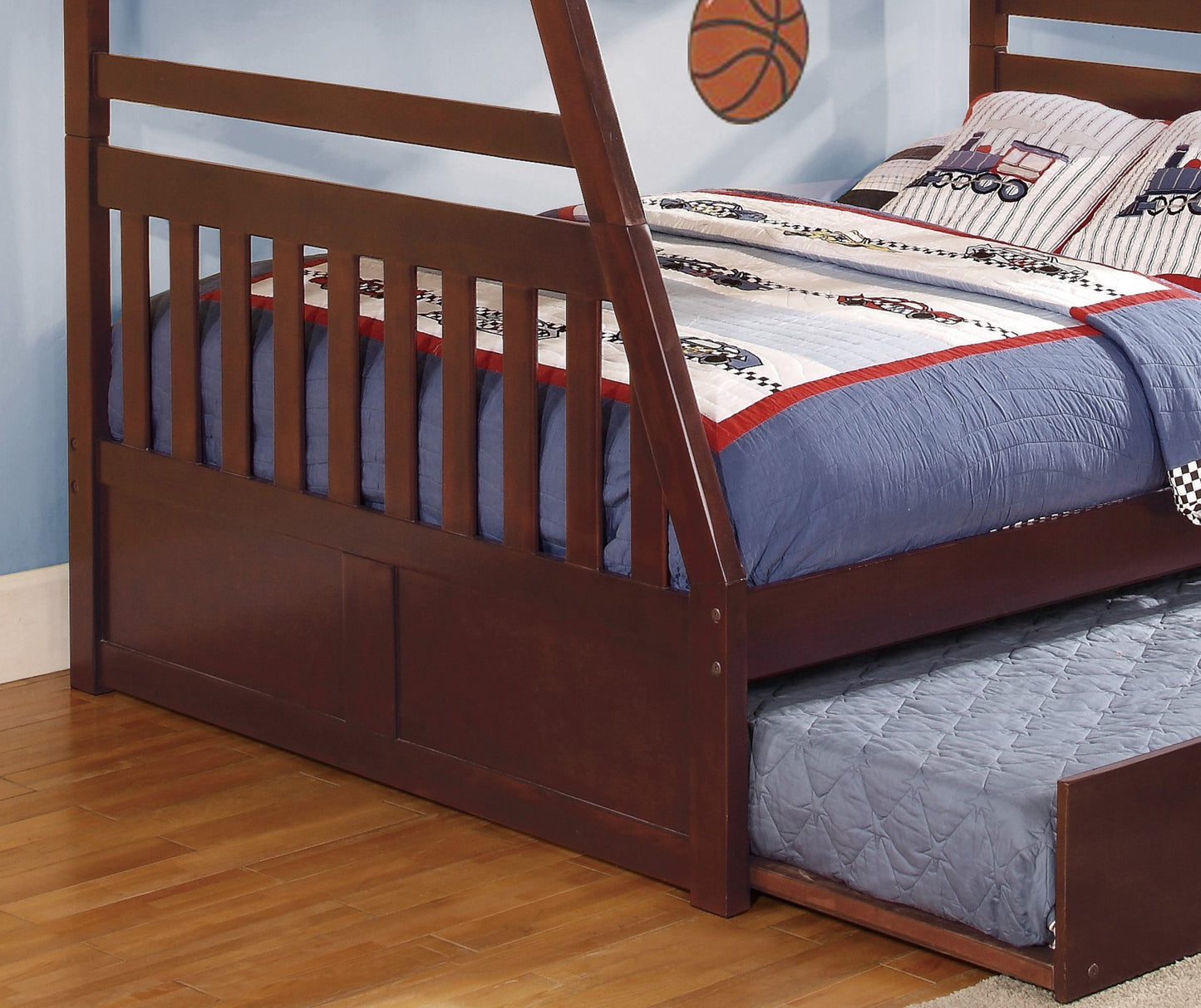 Twin/Full Bunk Bed w/ Twin Trundle (cherry)