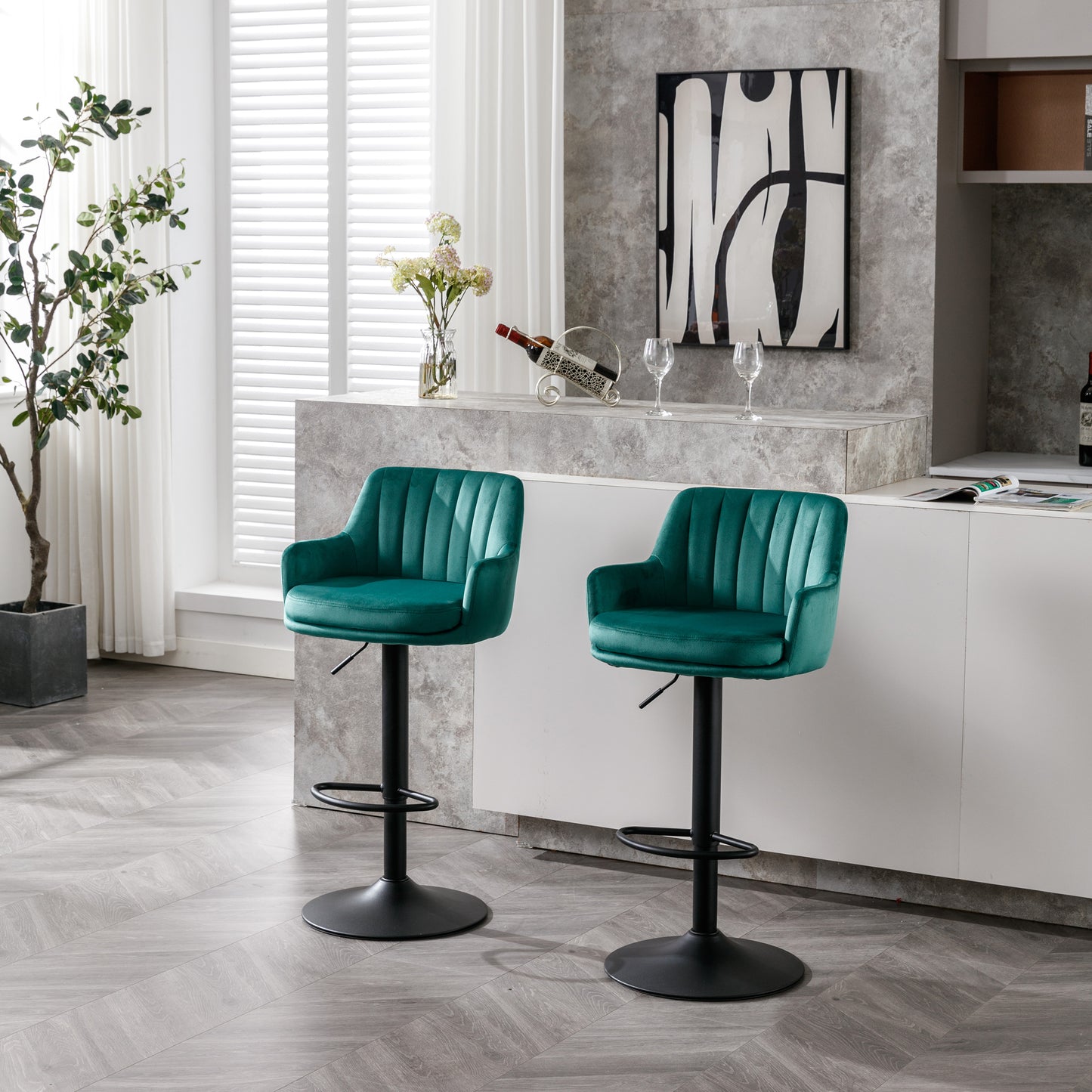 Grace Adjustable Bar Stools Set of 2 (green/black)