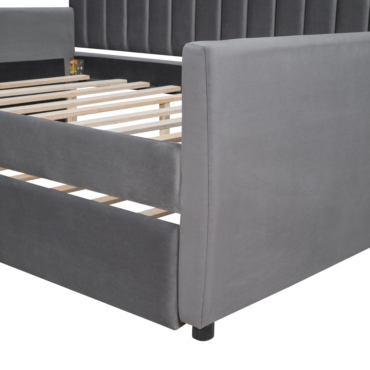 Vertical Lined Gray Daybed with Trundle (full)