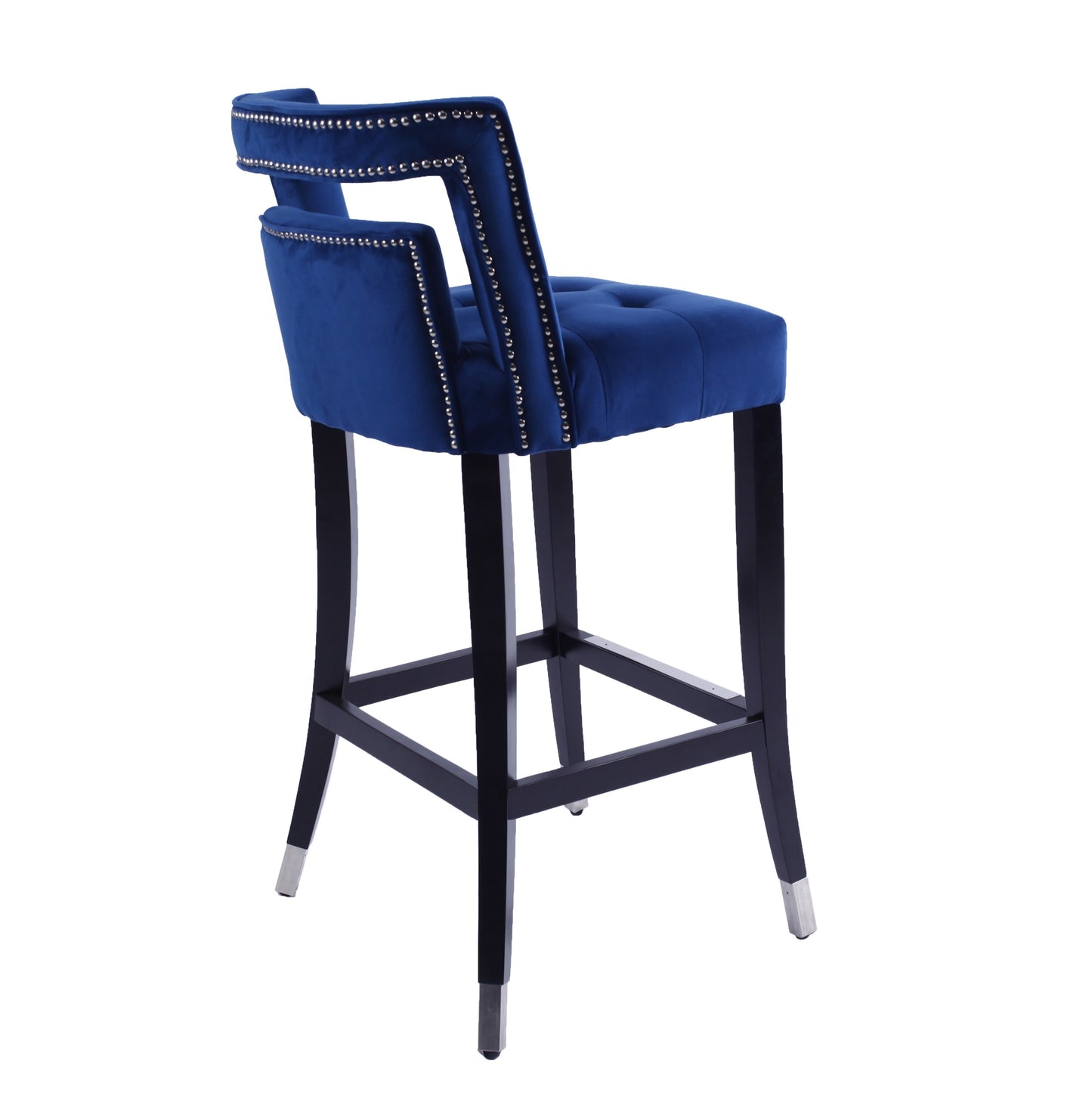 Atlanta Navy Suede Velvet 30" Barstool with Nailheads, Set of 2