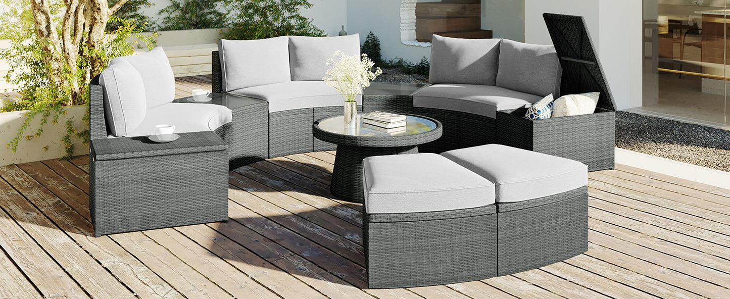 10-Piece Outdoor Sectional Half Round (light gray)