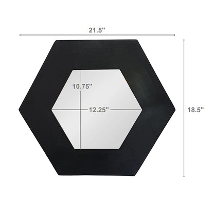 18.5" x 18.5" Hexagon Mirror with Black Wood Frame