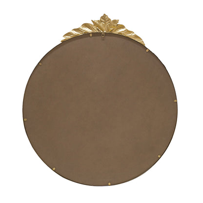 Large Round Wall Mirror with Gold Metal Leaf Frame