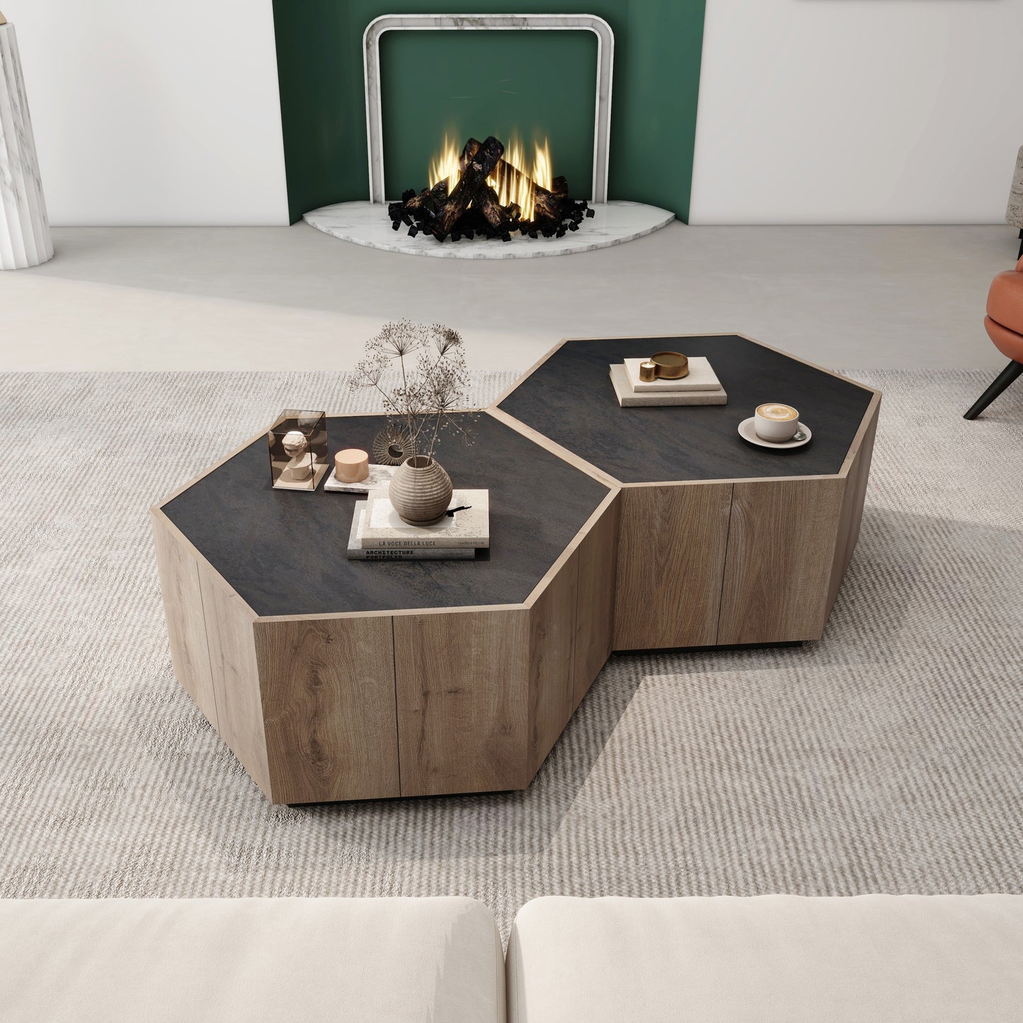 Hexagon Light Oak Coffee Table