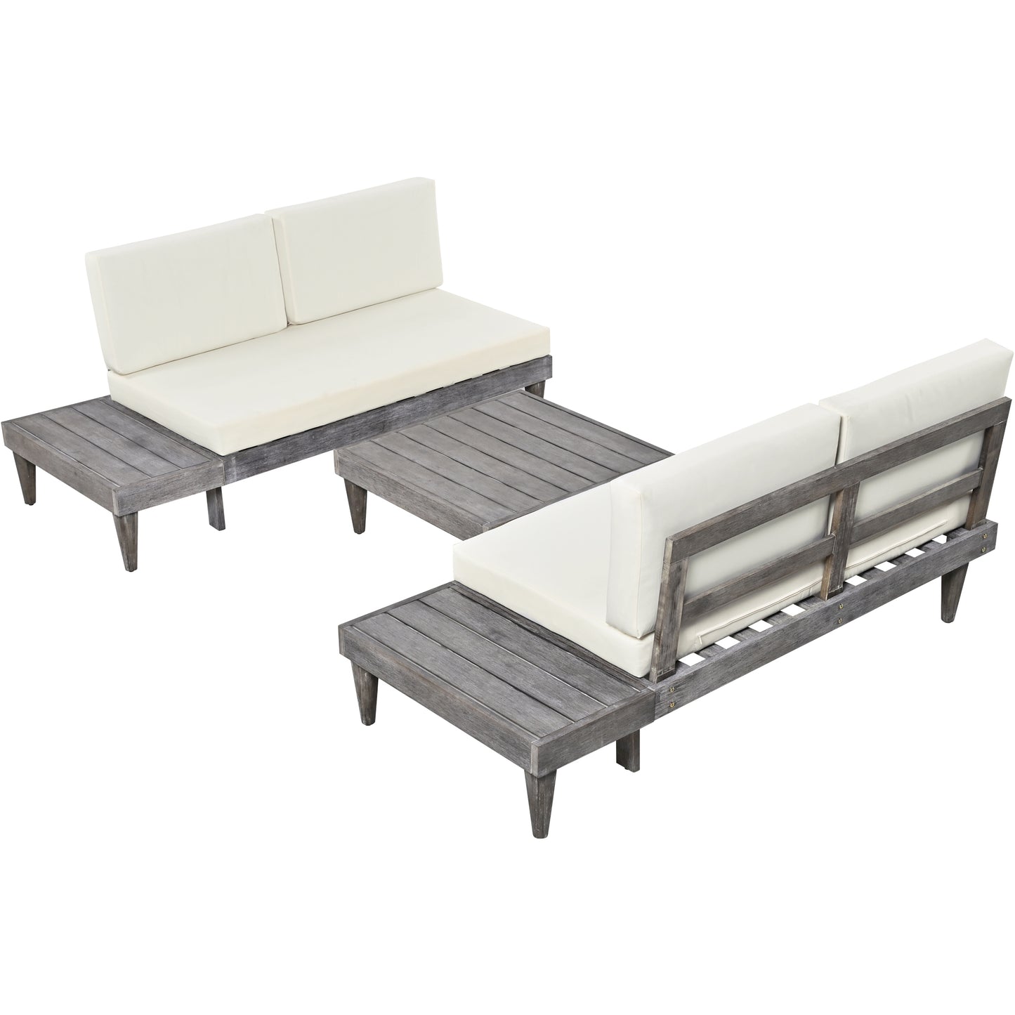 Outdoor 3-Piece Solid Wood Sectional Sofa Set