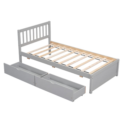 Sophie Gray Twin Platform Bed with 2 Drawers