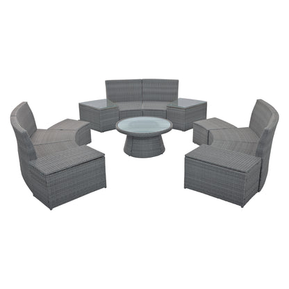 10-Piece Outdoor Sectional Half Round (light gray)